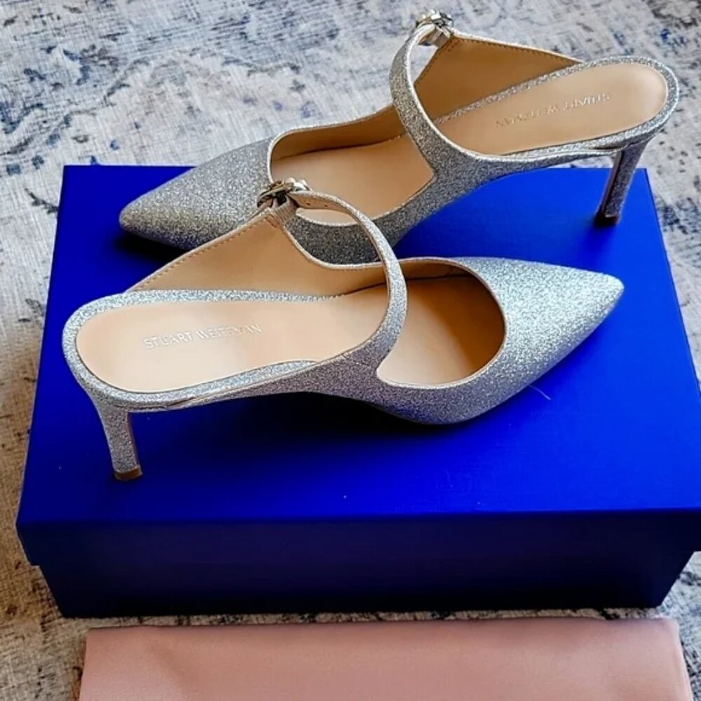 NEW Stuart Weitzman Shimmery Mule Heels Size 8.5
